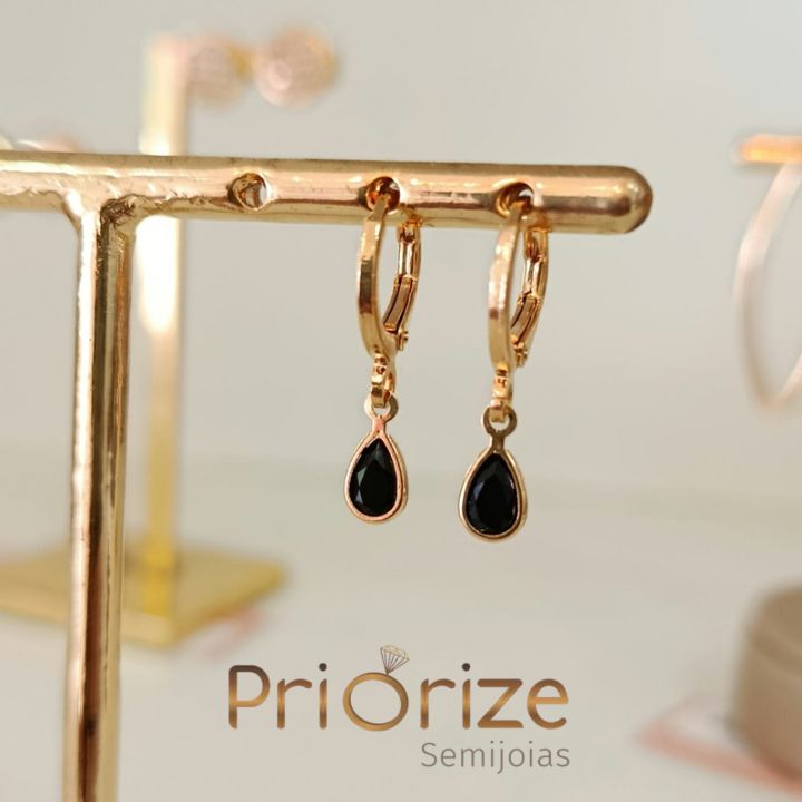 Brinco de argola de click banhado a ouro