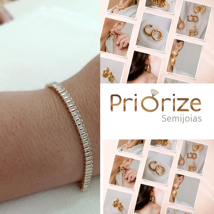 Pulseira riviera banhada a ouro